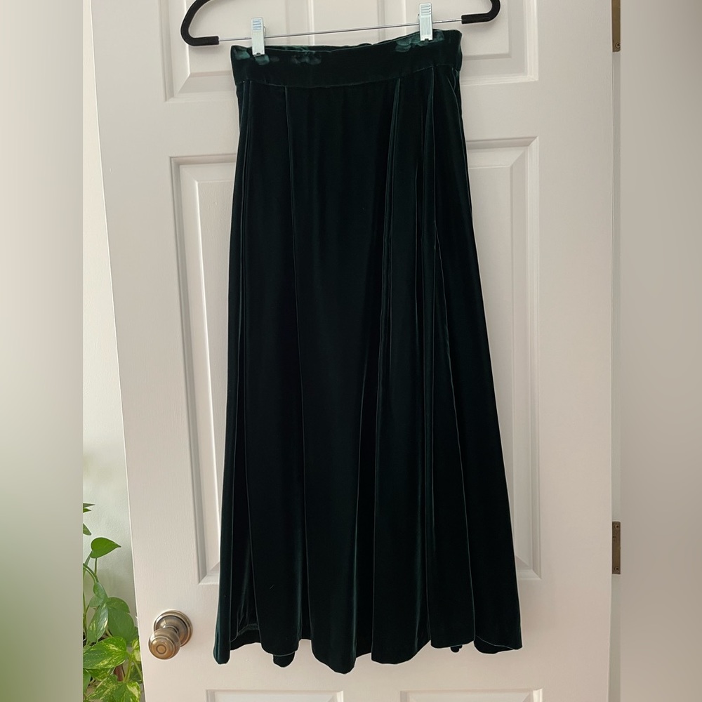 Vintage Talbots Green Velvet Midi Slip Skirt